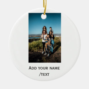 simple add your photo text family holiday kids par ceramic ornament