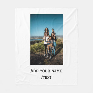 simple add your photo text family holiday kids par fleece blanket