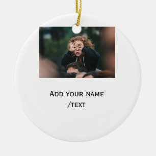 simple add your photo text kids funny holidays fam ceramic ornament