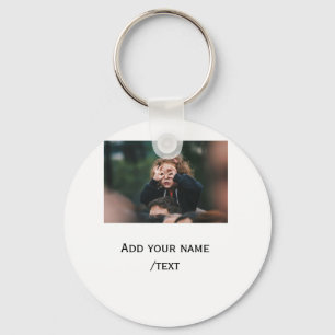 simple add your photo text kids funny holidays fam keychain