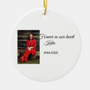 simple Add your photo text memorial keepsake Ceramic Ornament