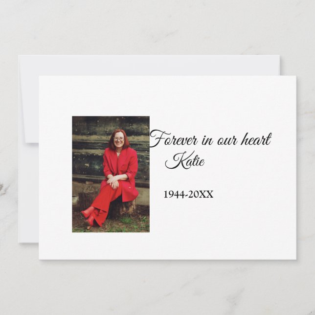 simple Add your photo text memorial keepsake Invitation (Front)