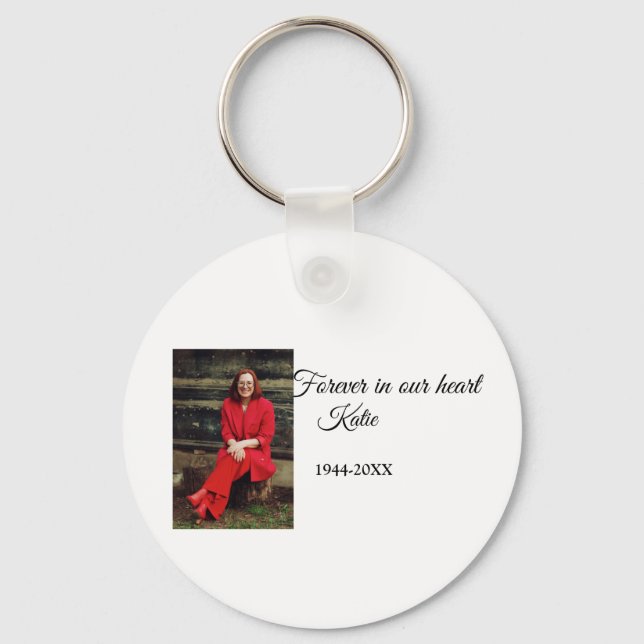 simple Add your photo text memorial keepsake Keychain (Front)