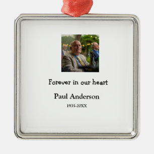 simple Add your photo text memorial keepsake Metal Ornament