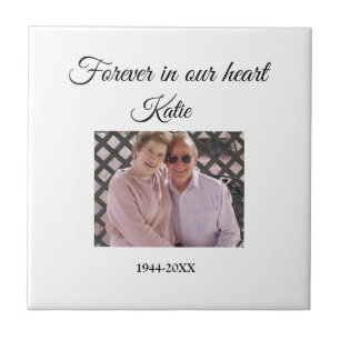 simple Add your photo text memorial keepsake Tile