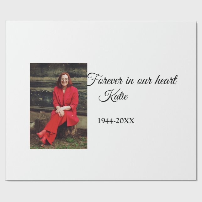 simple Add your photo text memorial keepsake Wrapping Paper (Flat)