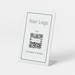 Simple Add Your Restaurant Logo QR Code Menu Pedestal Sign