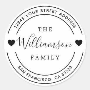 Simple Address Modern Elegant Hand Lettering Classic Round Sticker