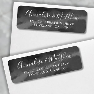 Simple Adresse de Retour de Mariage Élégante Noir