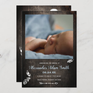 Simple adventure baby boy birth announcement