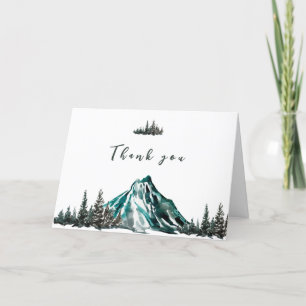 Simple  Adventure Begin Mountain Pine Baby Shower Thank You Card