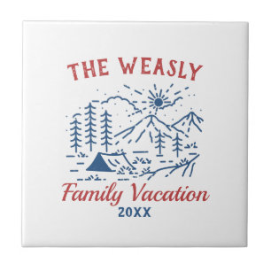 Simple Adventure Camping Family Road Trip  Throw P Tile