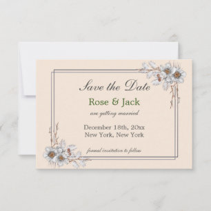 Simple Aesthetic Winter Wedding Save The Date