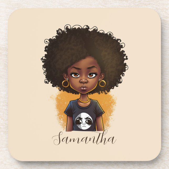 Simple Afro Woman Coaster (Front)