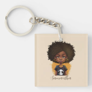 Simple Afro Woman Keychain
