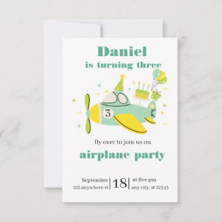 Simple Airplane Birthday Invitation ✈️