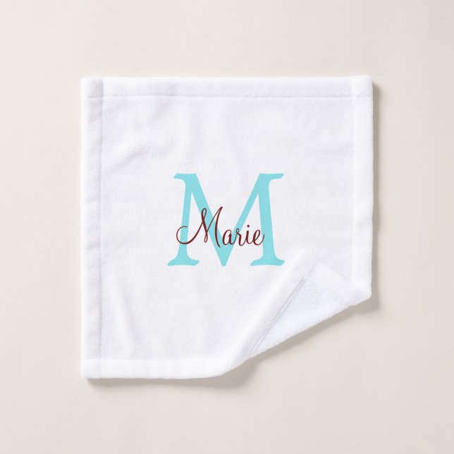 simple ajout de nom monogramme rose rouge jeton (Gant de toilette)