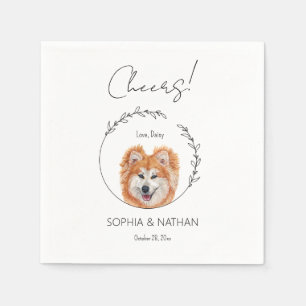 Simple Akita Dog Wedding Cocktail  Napkin