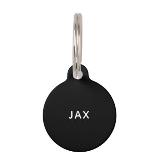 Simple all black minimal custom name dog cat pet tag