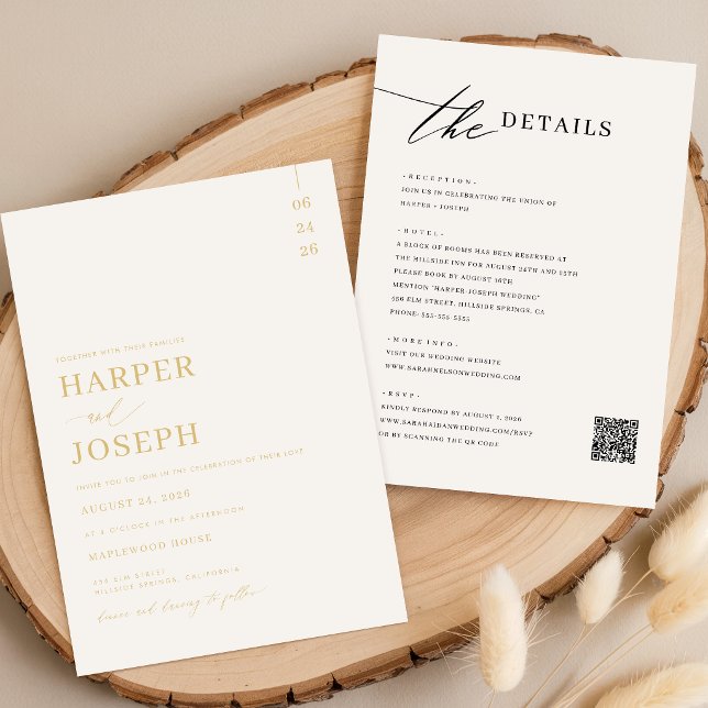 Simple All In One Wedding Invitations With QR Code (Creator Uploaded)