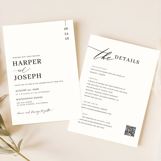 Simple All In One Wedding Invitations With QR Code (Creator Uploaded)