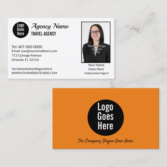Simple All Industries Generic Photo Template Business Card (Front/Back)