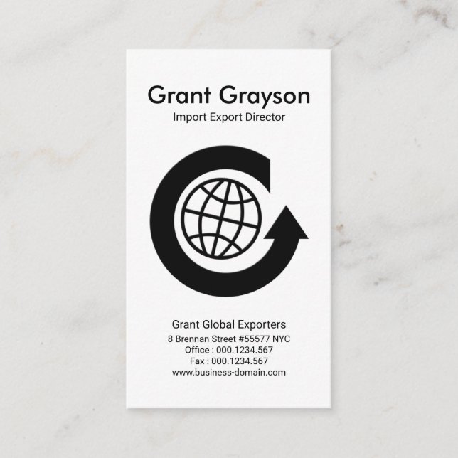 Simple Alphabet-G Global Circle Import Export Business Card (Front)