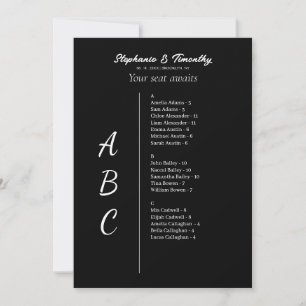 Simple Alphabetical Wedding Seating Chart Cards