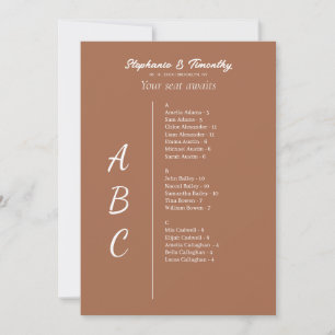 Simple Alphabetical Wedding Seating Chart Cards
