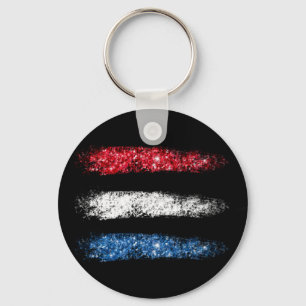 *~* Simple American Flag  Abstract Brush Stroke Keychain
