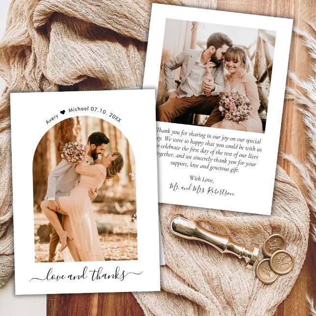 Simple Amour et Merci Script Photo Arch Mariage (Créateur téléchargé)