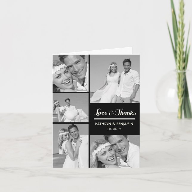 Simple Amour & Merci 5 Multi Photo Modern Mariage (Devant)