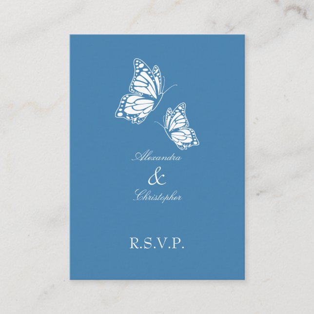 Simple Amparo Blue Butterfly RSVP Note Mini Enclosure Card (Front)