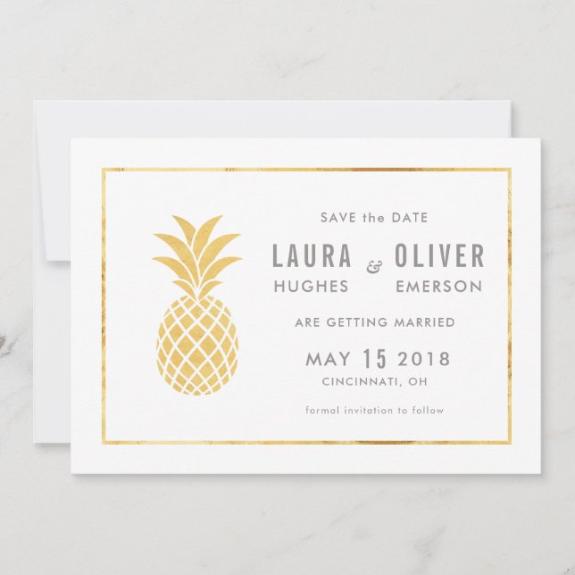 Simple ananas en or Enregistrer les cartes de date (Devant)