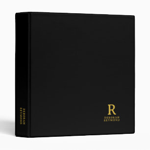 Simple and Black Minimalist Binder with Name