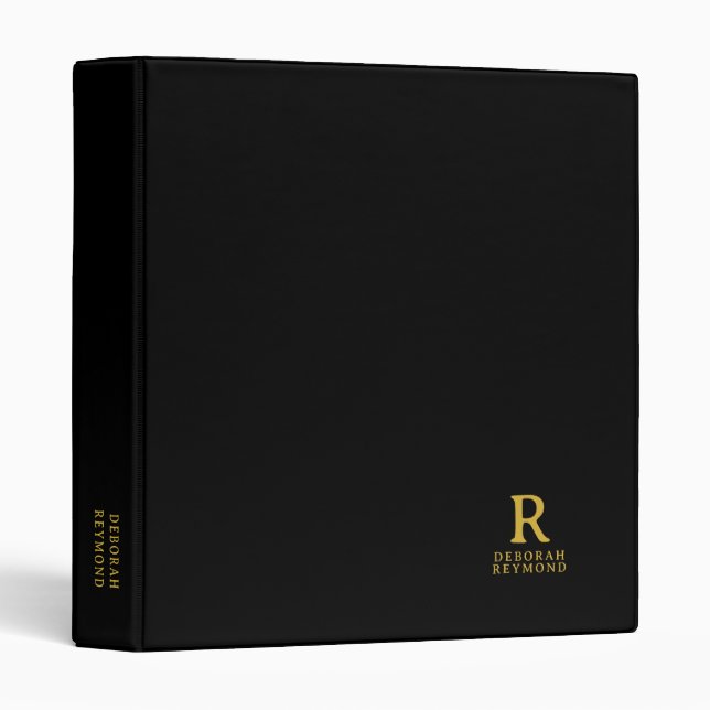 Simple and Black Minimalist Binder with Name (Front/Spine)