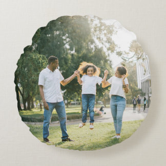 Simple and Chic 2 Photo Double Sided Family Round Pillow