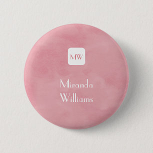 Simple and Chic Blush Pink Monogram With Name 2 Inch Round Button