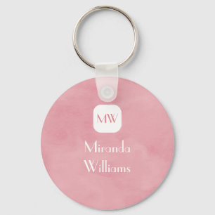 Simple and Chic Blush Pink Monogram With Name Keychain