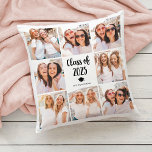 Simple and Chic | Class of 2023 Photo Collage Throw Pillow<br><div class="desc">This chic black and white pillow features a photo grid with eight of your personal photos, and trendy modern script typography that says "class of 2023". There is also a little image of a graduation cap and tassel. On the back, you can add any names, a class motto, or any...</div>