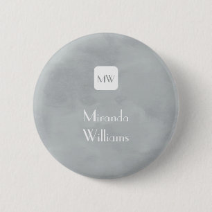 Simple and Chic Grey Grey Monogram and Name 2 Inch Round Button