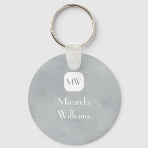 Simple and Chic Grey Grey Monogram With Name Keychain