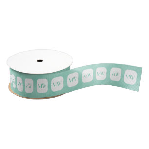 Simple and Chic Mint Green Girly Monogram Grosgrain Ribbon