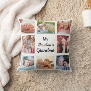 Simple and Chic  Photo Collage for Grandma Throw Pillow