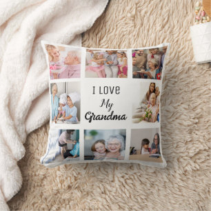 Simple and Chic  Photo Collage for Grandma Throw Pillow