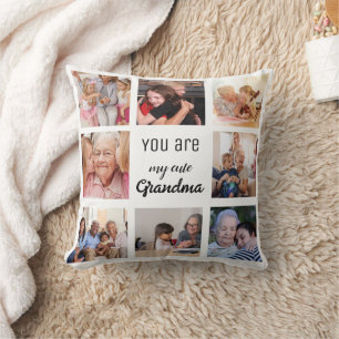 Simple and Chic  Photo Collage for Grandma Throw Pillow