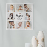 Simple and Chic | Photo Collage for Mom with Heart Faux Canvas Print<br><div class="desc">This chic black and white print features a photo grid with eight of your personal photos, and trendy modern script typography that says "mom". There is also an elegant little heart with a faux rose gold look. A simple, minimalist yet absolutely stylish gift for your mother on Mother's Day or...</div>