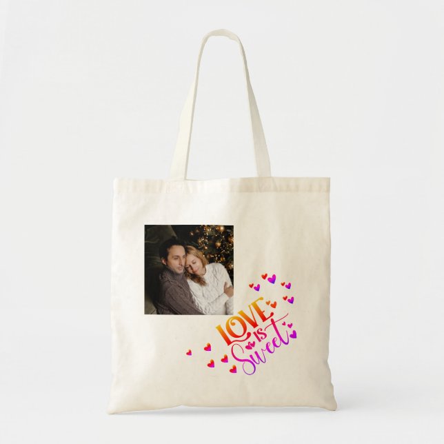 Simple and Chic Photo Love is sweet Tote Bag (Front)