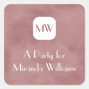 Simple and Chic Rosy Brown Monogram With Name Square Sticker