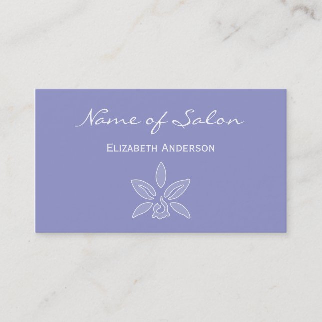 Simple and Chic Salon in Violet Lavender Floral Business Card (Front)
